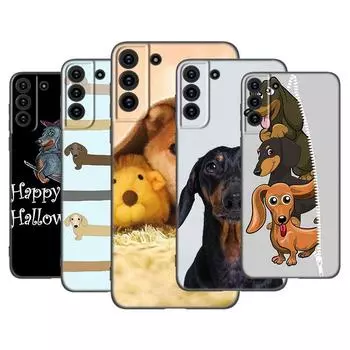 Чехол для телефона с милой мультяшной собакой такса для Samsung Galaxy S22 Pro S21 S20 Ultra FE S10 Lite 5G S10E S9 S8 Plus, мягкий черный чехол Samsung S22 Ultra