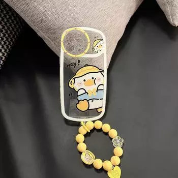 Чехол для телефона с милой мультяшной уткой и ремешком для iPhone 14 13 12 11 Pro Max Plus, противоударный мягкий силиконовый прозрачный чехол из ТПУ For iPhone 14 Pro