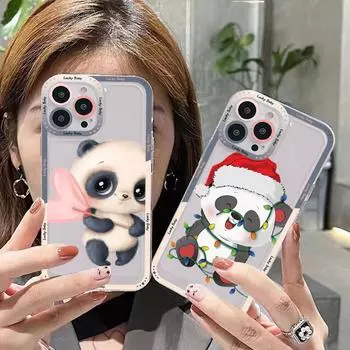 Чехол для телефона с милой пандой для IPhone 14, 13, 12, 11 Pro Max XS X XR SE 2020, 6, 7, 8 Plus, мини-защитный чехол iphone 11