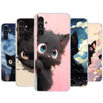 Чехол для телефона с милым черным котом, мяуканьем для Samsung Galaxy A51 A71 A50 A70 A40 A30 A20E A10 A41 A31 A21S A11 A01 A6 A8 + A7 A9 Plus Samsung A21