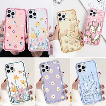 Чехол для телефона с милым цветком и ромашкой для Iphone 14 13 12 11 Pro Xs Max Mini X Xr 8 7 6 6s Plus Se 3 2022 2020, мягкий противоударный бампер из ТПУ For iPhone 6 6S