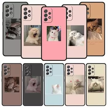 Чехол для телефона с милым котом для Samsung A51 A71 A21S A12 A11 A15 A25 A31 A41 A52 A32 A23 A33 A53 A73 A03S A05S A13 5G A72 A54 A34 Samsung A53 5G