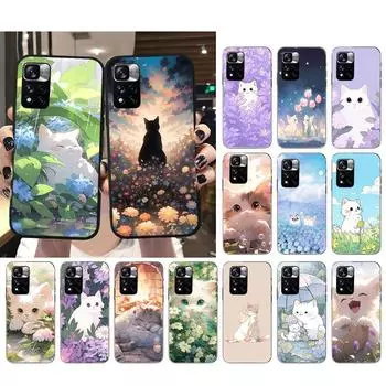 Чехол для телефона с милым котом для Xiaomi Redmi note 13 12 Pro 11S 11 10 Pro 10S 12S Redmi 10 13C 9C Redmi 10