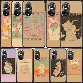 Чехол для телефона с милым котом и картой Таро для Huawei P Smart 2021 Y5 Y6 Y7 Y9 Honor 50 20 Pro 10 10I 9 9X Y9S 8 8A 8X 8S 7S Honor 20 Pro