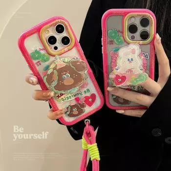 Чехол для телефона с милым кроликом и медведем, картина маслом 15promax