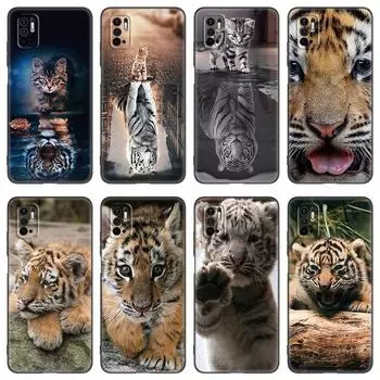 Чехол для телефона с милым маленьким тигром для Xiaomi Redmi Note 7, 8, 8T, 9, 9S, 10, 10S, 10T, 11, 11S, 4G, 11E, 11T Pro, 5G, мягкий черный чехол из ТПУ Note 11 Pro China