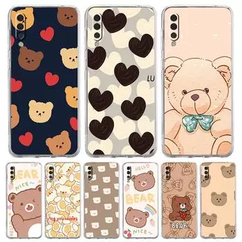 Чехол для телефона с милым медведем для Samsung A54 A52 A50 A70 A10 A30 A40 A20S A20E A02S A12 A14 A22 A42 A72 A34 A32 5G A04s, мягкий прозрачный чехол Samsung A10