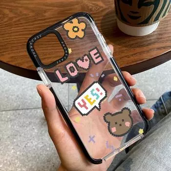 Чехол для телефона с милым медведем из мультфильма для Iphone 14promax 14plus 13 12 11 Pro Max, роскошный прозрачный цветной мягкий силиконовый чехол Carcasa For iphone 11 Pro