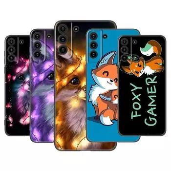 Чехол для телефона с милым мультяшным животным лисой для Samsung Galaxy S22 Pro S21 S20 Ultra FE S10 Lite 5G S10E S9 S8 Plus, мягкий черный чехол из ТПУ Samsung S22 Ultra