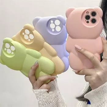 Чехол для телефона с милым мультяшным 3d медведем для Iphone 13 12 11 Pro Max X Xr Xs 12 Pro, мягкий силиконовый чехол, противоударные защитные чехлы, принципиально For iPhone XR