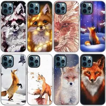 Чехол для телефона с милым мультяшным животным лисой для Apple iPhone 13 12 Mini 11 Pro Max 7 8 XR X XS MAX 6 6S 7 8 Plus 5 5S SE 2020, черный чехол iPhone 13