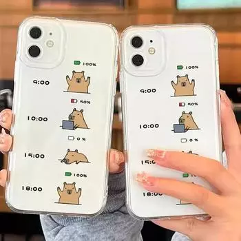 Чехол для телефона с милым мультяшным капибарой для Iphone 12 13 11 14 15 Pro Max X XS MAX XR 7 8Plus SE2, мягкий чехол с забавной парой животных, чехлы For iPhone 13Pro Max выделения