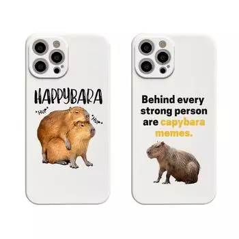 Чехол для телефона с милым мультяшным капибарой и прямым краем для Apple iPhone 14 11 12 13 Pro Max Mini X XS XR 7 8 Plus SE2 iPhone 11Pro Max