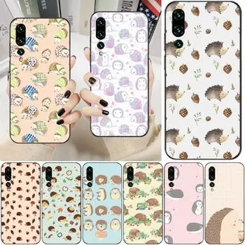 Чехол для телефона с милым мультяшным животным «Ежик» для Huawei P50 P40 P30 Pro Lite P Smart 2021 2019 Magic 3, мягкий черный чехол для телефона Huawei P50