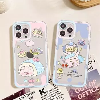 Чехол для телефона с милым мультяшным поросенком для iPhone 13 14 Pro Max XS XR 12 11 Pro 13 Mini 6 7 8 Plus, мягкая прозрачная задняя крышка iphone13mini