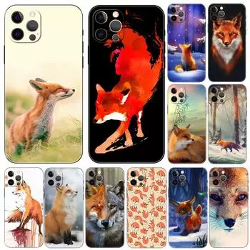 Чехол для телефона с милым мультяшным животным лисой для iPhone 5 5S 2020se 6 6s 7 8 plus x 10 XR XS 11 12 13 mini pro MAX, черная задняя крышка из ТПУ iphone 5 5S SE 2016