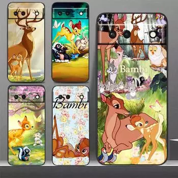 Чехол для телефона с милым мультяшным Бэмби и оленем для Google Pixel 7 6 Pro 6A 5A 5 4 4A XL 5G, черный мягкий чехол Fundas Coque Capa Google Pixel 4