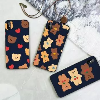 Чехол для телефона с милым мультяшным медведем для Iphone X XR XS 12 Mini 13 11 Pro Max 7 8 6S 6 Plus 5S SE 2020 10, твердый переплет iPhone 5