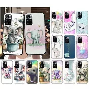 Чехол для телефона с милым мультяшным слоненком для Xiaomi Redmi note 13 12 Pro 11S 11 10 Pro 10S 12S Redmi 10 9C 13C Redmi 10C