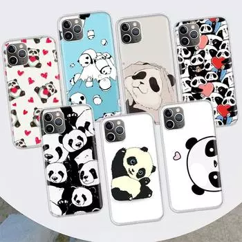 Чехол для телефона с милым пандой и медведем из мультфильма для Apple iPhone 11 12 13 14 Pro 7 XR X XS Max 6 6S 8 Plus + Mini 5 SE, мягкий чехол с принтом iPhone 11