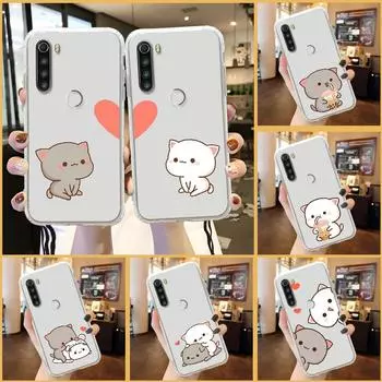 Чехол для телефона с милым персиковым котом для Xiaomi Redmi Note 7 7A 8 8T 9 9A 9S 10 K30 Pro, ультра прозрачный силиконовый бампер, водонепроницаемый ТПУ Redmi 7