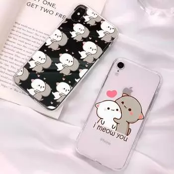 Чехол для телефона с милым рисунком персикового кота для iPhone 11 12 13 mini pro XS MAX 8 7 6 6S Plus X 5S SE 2020 XR, прозрачный чехол iphone 12mini
