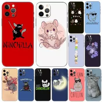 Чехол для телефона с милым рисунком шиншиллы для iPhone 5 5S 2020se 6 6s 7 8 plus x 10 XR XS 11 12 13 mini pro MAX, черная задняя крышка из ТПУ iphone 5 5S SE 2016