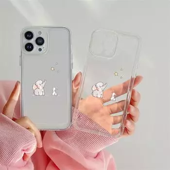 Чехол для телефона с милым слоном из мультфильма для Iphone 14 13 12 11 Promax Mini Plus Xr Xs Max 7 8 Se 2022, прозрачный мягкий чехол из ТПУ Capinha For iphone SE 2022