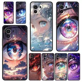 Чехол для телефона с милыми глазами и рисунком мультфильма для Xiaomi 14 13 12 11 Lite 13T 12T 11T Pro 9T Mi Poco X6 X5 M3 X3 Pro F5 F4 F3 5G, черный чехол Mi 11 Ultra