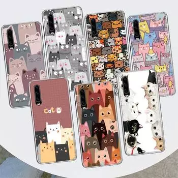 Чехол для телефона с милыми котами и милыми котами для Huawei P30 P20 P10 P40 P50 Pro Mate 20 40 30 10 Lite, популярные Fundas Art Gift C Huawei P30