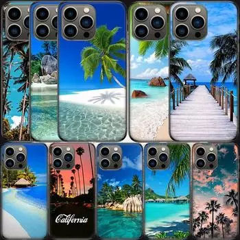 Чехол для телефона с морскими тропическими пальмами и пляжем для Apple Iphone 15 13 12 11 14 Pro Max Mini Cover SE 2020 X XS XR 8 7 6 6S Plus 5 5S S iPhone 12 (12Pro)