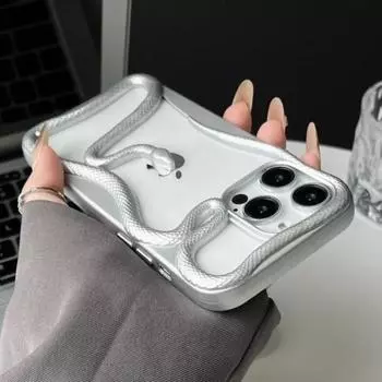 Чехол для телефона с мягкой резиновой рамкой и полым змеиным рисунком для iPhone 11 12 13 14 15 16 Pro Max, защитный объектив, нестандартный противоударный чехол For iphone 16