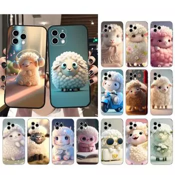 Чехол для телефона с мультяшной овцой для iphone 15 14 Pro Max 13 12 11 Pro Max XSMax XR 12 13 mini 14 Plus iphone 14ProMax