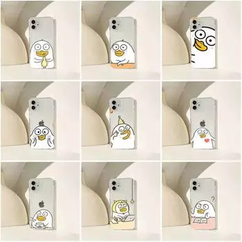 Чехол для телефона с мультяшной уткой для iPhone 11 12 13 14 Pro Max 7 8 Plus X Xr Xs Max Se 2020 Mini прозрачный чехол iphone 11Pro