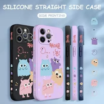 Чехол для телефона с мультяшным красочным узором, квадратный, жидкий, силикон, TPU, полное покрытие камеры, противоударный защитный чехол для Xiaomi Redmi iPhone iPhone 7 чёрный