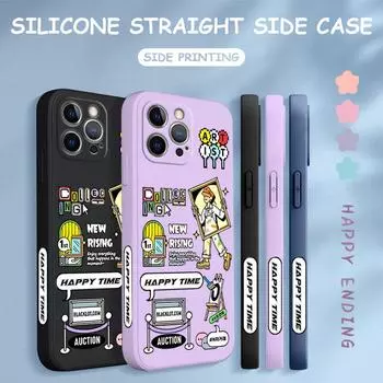 Чехол для телефона с мультяшным красочным узором, квадратный, жидкий, силикон, TPU, полное покрытие камеры, противоударный защитный чехол для Xiaomi Redmi iPhone iPhone 11 Pro Max темно-зеленого