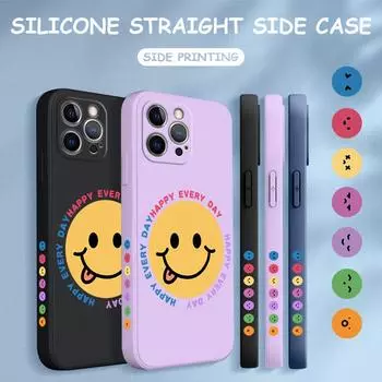 Чехол для телефона с мультяшным красочным узором, квадратный, жидкий, силикон, TPU, полное покрытие камеры, противоударный защитный чехол для Xiaomi Redmi iPhone iPhone 11 белый