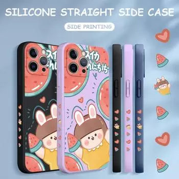 Чехол для телефона с мультяшным красочным узором, квадратный, жидкий, силикон, TPU, полное покрытие камеры, противоударный защитный чехол для Xiaomi Redmi iPhone Redmi Note 11 Pro 5G белый