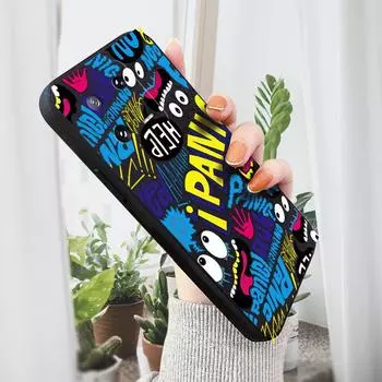 Чехол для телефона с мультяшным красочным узором, квадратный, жидкий, силикон, TPU, полное покрытие камеры, противоударный защитный чехол для Xiaomi Redmi iPhone Redmi 9T темно-синий