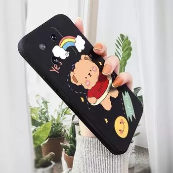 Чехол для телефона с мультяшным красочным узором, квадратный, жидкий, силикон, TPU, полное покрытие камеры, противоударный защитный чехол для Xiaomi Redmi iPhone iPhone 13 Pro темно-зеленого