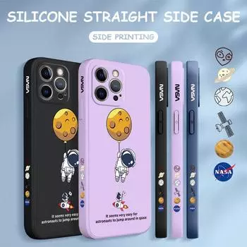 Чехол для телефона с мультяшным красочным узором, квадратный, жидкий, силикон, TPU, полное покрытие камеры, противоударный защитный чехол для Xiaomi Redmi iPhone Redmi A2 темно-синий