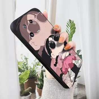 Чехол для телефона с мультяшным красочным узором, квадратный, жидкий, силикон, TPU, полное покрытие камеры, противоударный защитный чехол для Xiaomi Redmi iPhone Redmi 12 чёрный