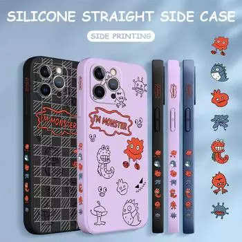 Чехол для телефона с мультяшным красочным узором, квадратный, жидкий, силикон, TPU, полное покрытие камеры, противоударный защитный чехол для Xiaomi Redmi iPhone Redmi Note 11T Pro+ чёрный