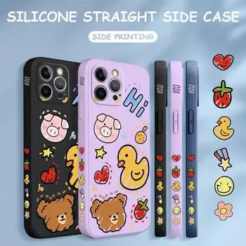 Чехол для телефона с мультяшным красочным узором, квадратный, жидкий, силикон, TPU, полное покрытие камеры, противоударный защитный чехол для Xiaomi Redmi iPhone iPhone X темно-синий