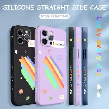 Чехол для телефона с мультяшным красочным узором, квадратный, жидкий, силикон, TPU, полное покрытие камеры, противоударный защитный чехол для Xiaomi Redmi iPhone Xiaomi Poco X3 NFC белый