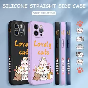 Чехол для телефона с мультяшным красочным узором, квадратный, жидкий, силикон, TPU, полное покрытие камеры, противоударный защитный чехол для Xiaomi Redmi iPhone Xiaomi 13T Pro темно-синий