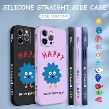 Чехол для телефона с мультяшным красочным узором, квадратный, жидкий, силикон, TPU, полное покрытие камеры, противоударный защитный чехол для Xiaomi Redmi iPhone Xiaomi 13 Pro темно-синий