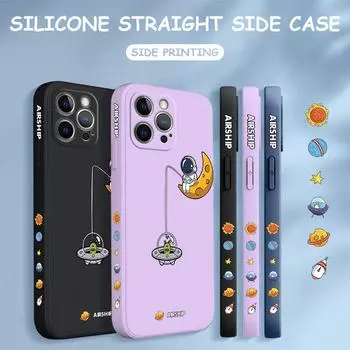 Чехол для телефона с мультяшным красочным узором, квадратный, жидкий, силикон, TPU, полное покрытие камеры, противоударный защитный чехол для Xiaomi Redmi iPhone Xiaomi 11 Lite 5G NE чёрный