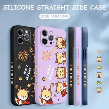 Чехол для телефона с мультяшным красочным узором, квадратный, жидкий, силикон, TPU, полное покрытие камеры, противоударный защитный чехол для Xiaomi Redmi iPhone Redmi A1 чёрный