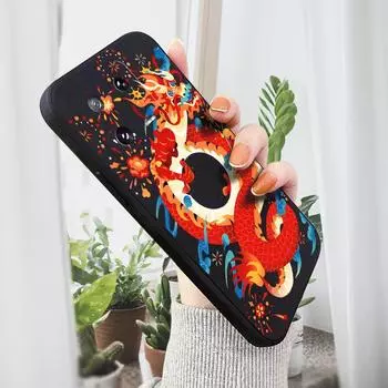 Чехол для телефона с мультяшным красочным узором, квадратный, жидкий, силикон, TPU, полное покрытие камеры, противоударный защитный чехол для Xiaomi Redmi iPhone Redmi Note 11S 5G темно-синий